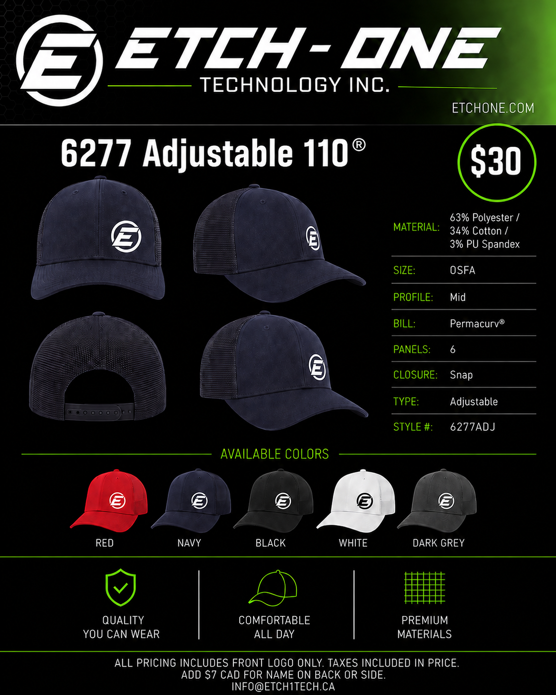 nu Series Cap custom embroidery flyer