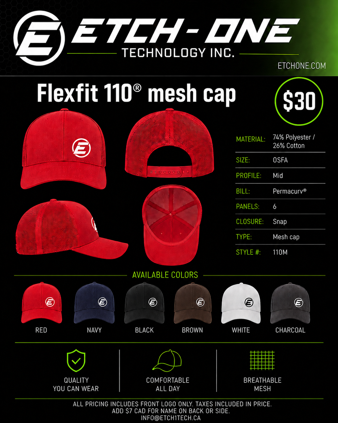 nu Series Adjustable Cap custom embroidery flyer