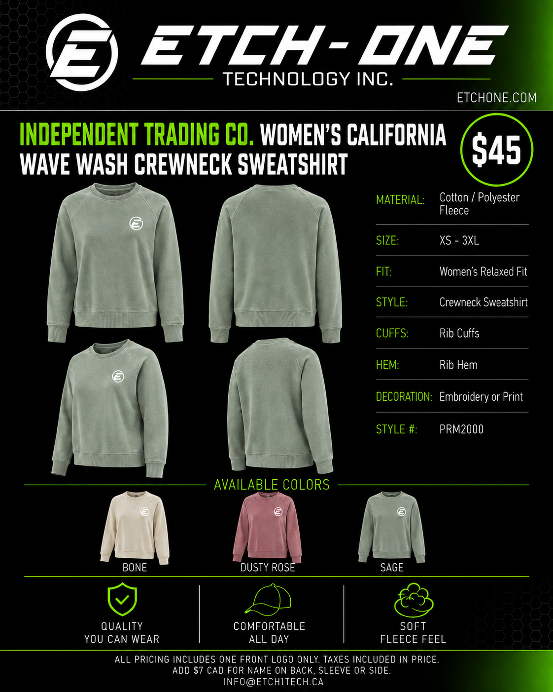 Independent Trading Co. Women's Wave Wash Crewneck Sweatshirt flyer